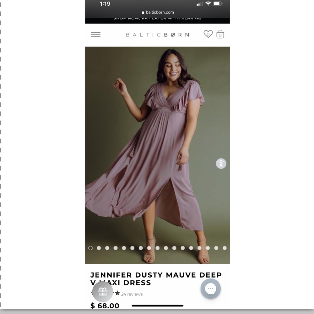 NWT Dusty Mauve Deep V Maxi Dress